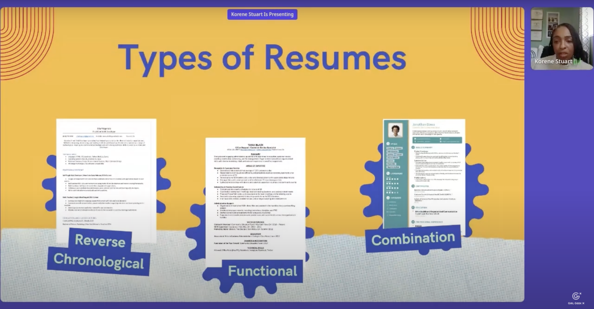 Building a Technical Resume Workshop - Types Of Resumes Reverse Chronological Functional Combination Korene Stuart 2048x1065 