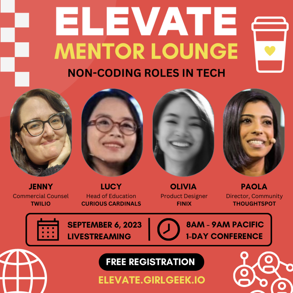 Elevate Mentor Table Non Coding Roles in Tech Jenny Jennings Lucy Jia Chen Olivia Ouyang Paola Johnson