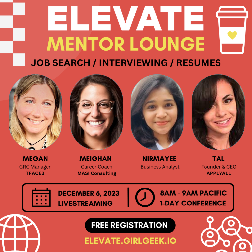 Elevate Mentor Table jJob Search Interviewng Resumes am Megan Guth Meighan Agosta Nrmayee Dighe Tal Flanchraych