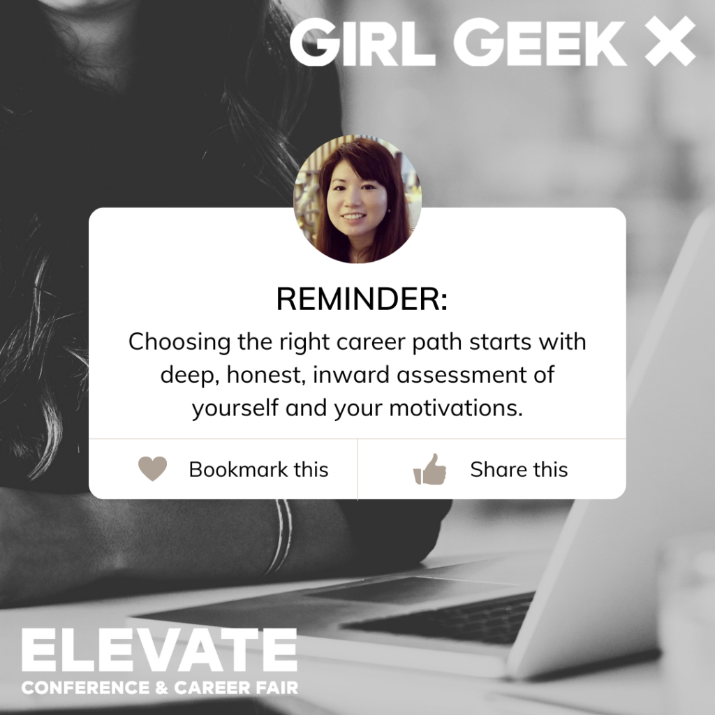 Chelsea Zhou ELEVATE quote choosing career path starts with deep honest inward assessment of yourself and your motivations